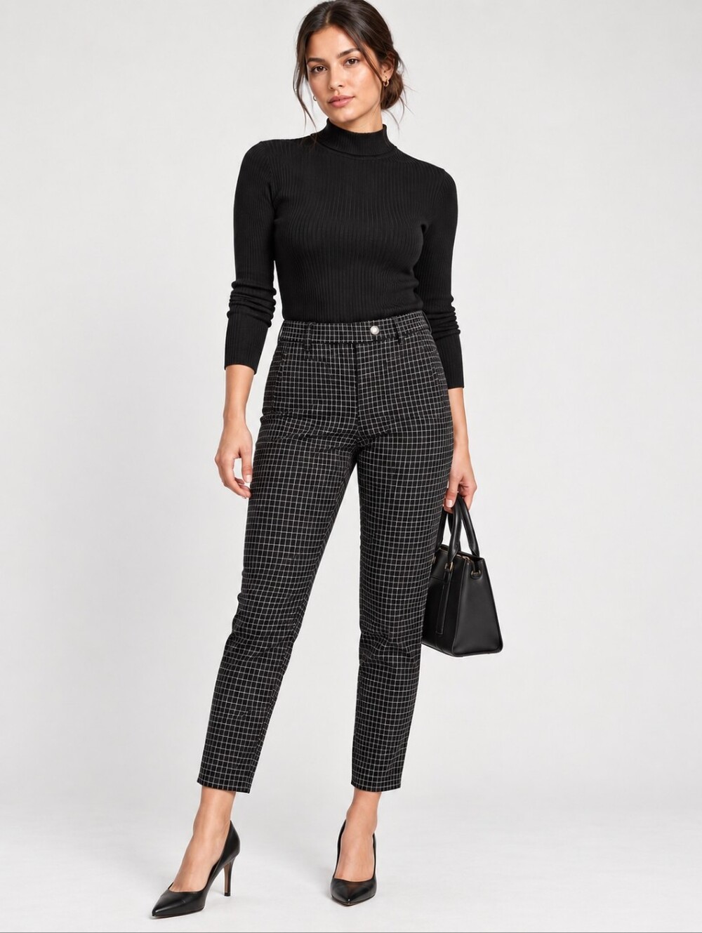 ❤ WHITE HOUSE BLACK MARKET WINDOWPANE PLAID TAPERED ANKLE PANTS, 8 (29)